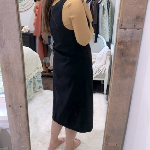 Vintage black overall maxi dress with pockets size medium - Picture 3 of 6